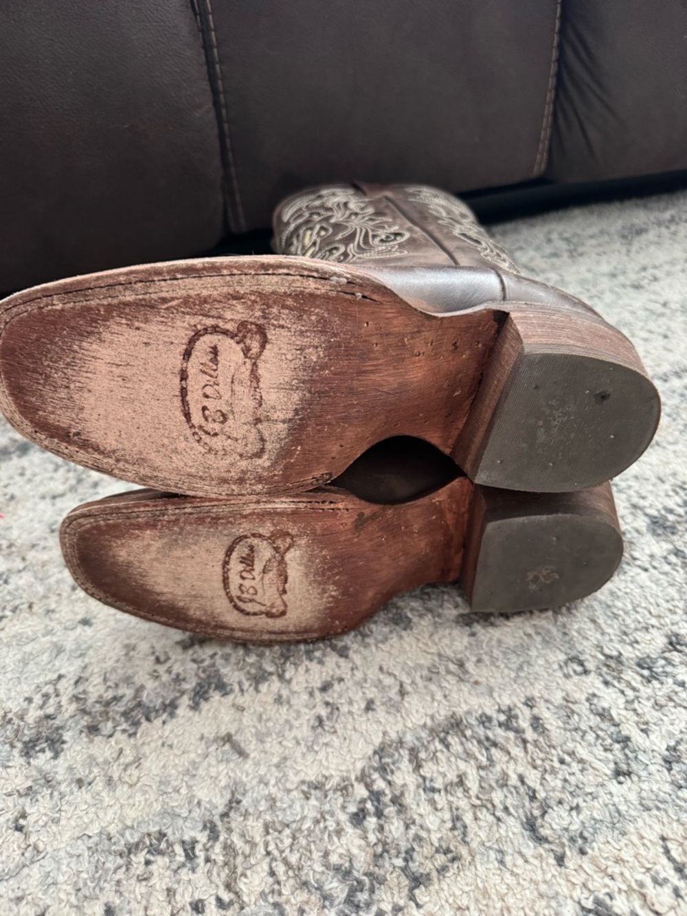 J.B. Dillon Brown Embroidered Western Combat Boots - Picture 6 of 6